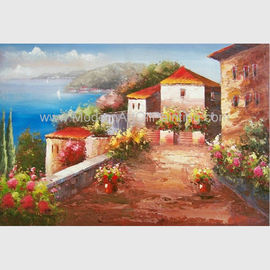 Pintura de paisaje de la costa costa de la impresión de la pintura al óleo del mar Mediterráneo para la decoración