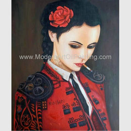 Figura humana lona de pintura al óleo de la pintura/mujer que fuma en la pintura roja