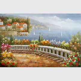 Pintura al óleo mediterránea del paisaje de Italia de la pintura al óleo de la costa costa para la decoración de la pared