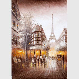 Aceite grueso hecho a mano de la calle de París de la pintura al óleo de París del cuchillo de paleta en lona
