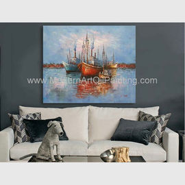 Pinturas abstractas del velero del aceite grueso/pinturas de paisaje pintadas a mano del barco