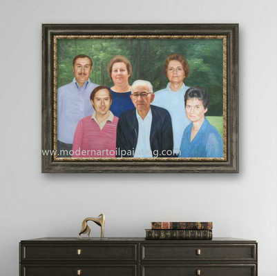 Retratos de encargo de la pintura al óleo de la familia para la decoración del gabinete de la vista lateral
