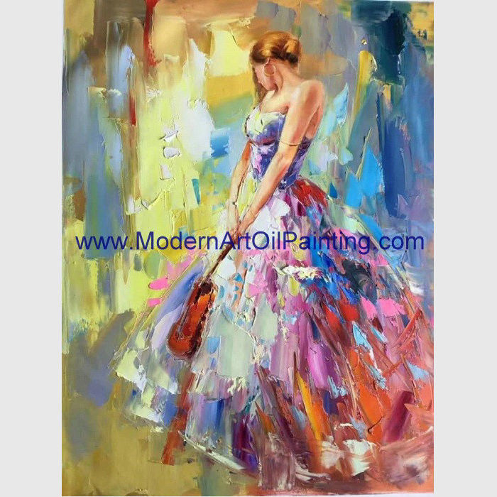 Large Thick Oil Palette Knife Oil Painting  woman canvas Colorful female abstract