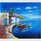 Lona de pintura al óleo mediterránea enmarcada del paisaje marino hecha a mano por el cuchillo de paleta