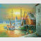 Puerto de la pintura al óleo de los barcos de Sailling, pintura de paisaje moderna de la puesta del sol
