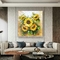 Pintura floral del cuchillo de paleta del girasol para la decoración interior de la sala de estar