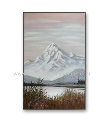 Lona moderna del paisaje de la pintura al óleo pintada a mano de las montañas con Brushstrok romántico