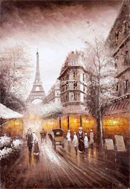 Pintura al óleo del cuchillo del hotel de la pintura al óleo de París del paisaje de la calle en lona