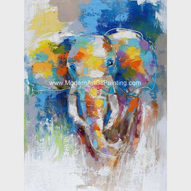 Pintura colorida abstracta del elefante en arte de la pared de la lona/de la lona del estampado de animales