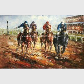 Pintura al óleo abstracta del cuchillo de paleta en la lona/los caballos que corren los deportes Art Painting