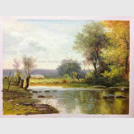 El ajardinar original impresionista de la roca del río de las pinturas de paisaje del aceite hecho a mano en lona