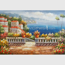 Pintura al óleo mediterránea hecha a mano de la escena del jardín de la pintura al óleo del paisaje para la decoración