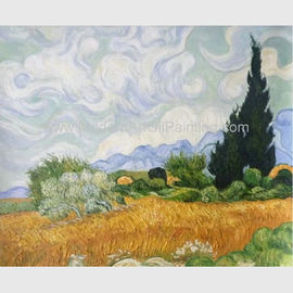Campo de trigo hecho a mano de Vincent Van Gogh Oil Paintings Reproduction con los cipreses