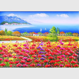Pinturas al óleo rojas del mar de Poppy Floral Oil Painting Mediterranean por el cuchillo