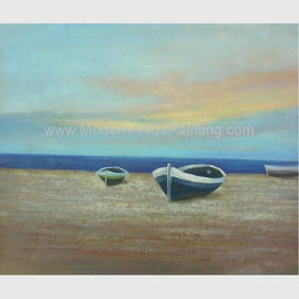 Nave decorativa moderna de la pintura al óleo de los barcos en el acrílico y la pintura al óleo de la playa