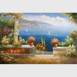 Puerto mediterráneo de las vacaciones de Art Sea Landscape Oil Painting de la pared del jardín