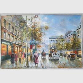 Pintura hecha a mano del Streetscape de la lona de pintura al óleo de París de la decoración casera