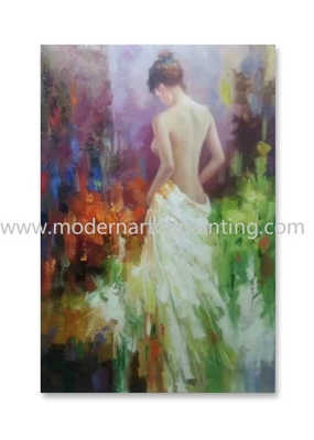 Pintura al óleo moderna pintada a mano de la mujer de la lona para la decoración interior 24&quot; X 36&quot;