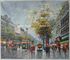Aceite enmarcado de la pintura al óleo de la escena de la calle de París en el lino para la sala de estar Deco