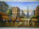 Paisaje hecho a mano de París de la torre Eiffel del cuchillo de paleta de la pintura al óleo del 100% París en lona